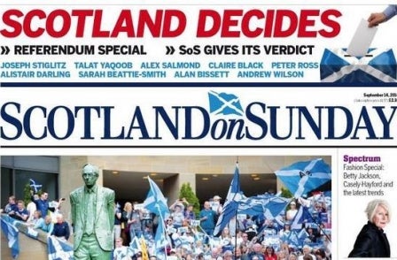 Johnston Press to merge Scotsman, Scotland on Sunday and Edinburgh Evening News with 45 jobs thought to be at risk